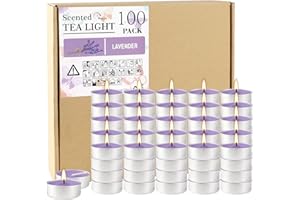 Howemon Purple Lavender Scented Tealight Candles - 4 Hours - Giant 100 Bulk Packs - Smokeless Tea Lights for Valentine's Day, Weddings,Christmas, Home Decorative