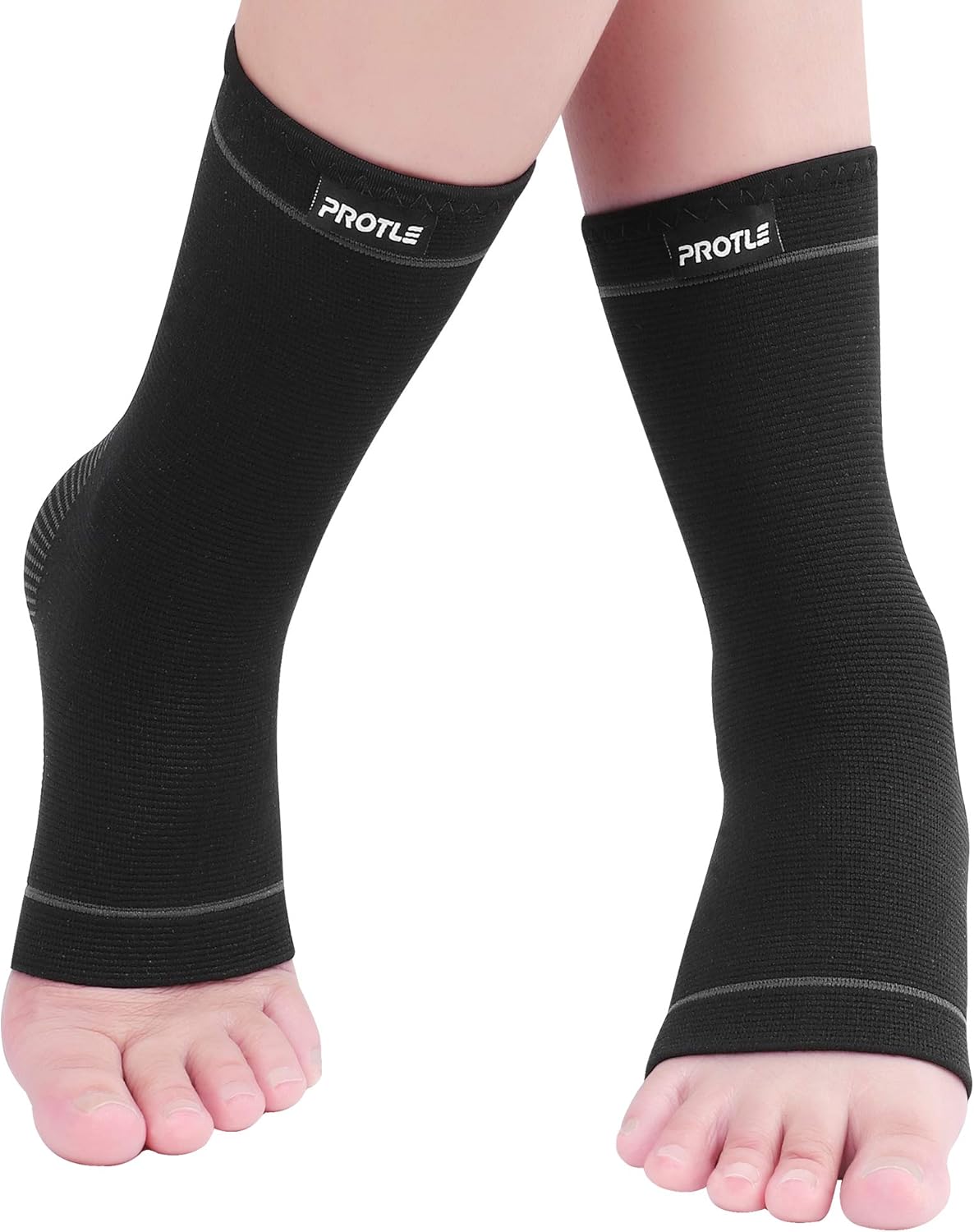 Protle Soft Ankle Brace Compression Support Sleeve (Pair) for Injury Recovery, Pain Relief, Joint Pain, Achilles Tendon, Plantar Fasciitis Foot Socks, Reduce Swelling, Arch Support: Sports & Outdoors