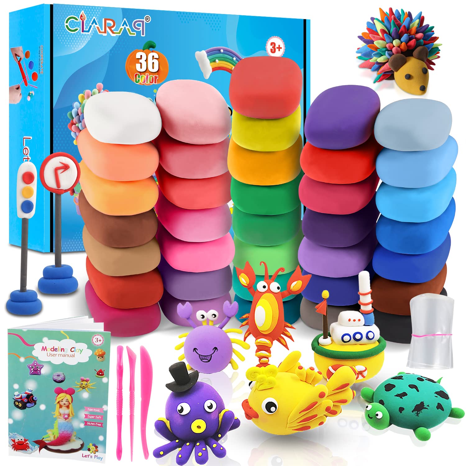 CiaraQ Air Dry Clay - 36 Colors Air Dry Ultra Light Magic Clay, No-Toxic Modeling Clay & Dough, Creative Art DIY Kids Art Crafts, Best Gift for Boys & Girls