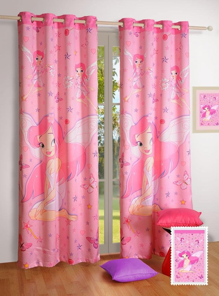 Swayam 1 Pc Digitally Printed 7.5 Feet Kids Curtains for Kids Room, Nursery, Bedroom Playroom -Pink