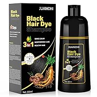 JUANCHI Black Hair Dye Shampoo 3 in1, Black Shampoo Hair Dye for Gray Coverage, Natural Hair Color for Women Men, Herbal Formula, Ammonia-free, Lasts 30 Days, 500ml (16.90 oz)