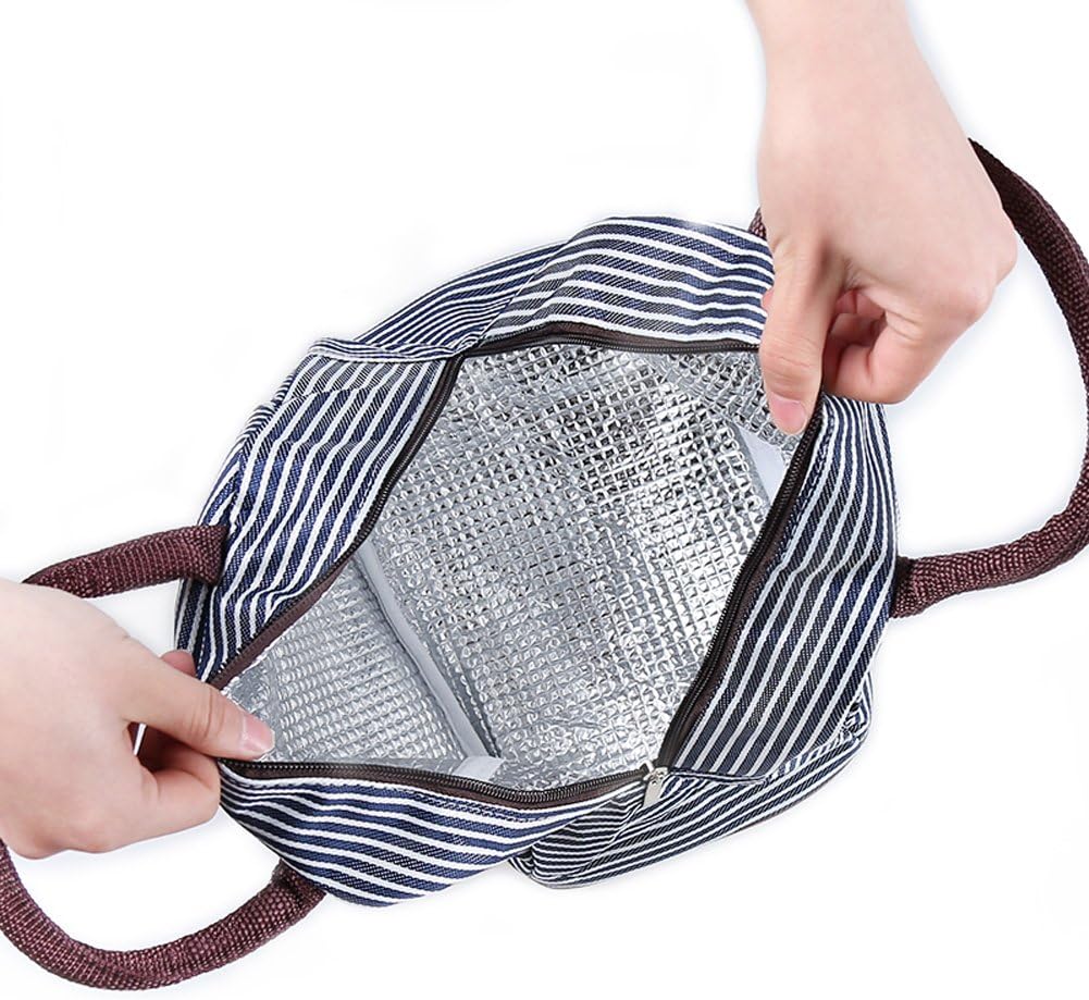 XYBH Isolierte Lunchbag Lunchbox Einkaufstasche Kühltasche für Männer Frauen Erwachsene Kinder Wasserdichte Oxford-Stoff-Picknick-Kühltasche (21 * 17 * 16 cm) (Blau Weiß) - Image 4