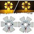 Partsam 2Pcs Ultra-Thin Hex Style Dual Function Interior 54 diode LED Air Breather Light 4.8" Decorative Air Cleaner Lamp for Peterbilt Kenworth Freightliner Trucks, Trailers, RVs IP67 12-30V (Yellow)