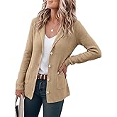 IDEALSANXUN Womens Knit Blazer Casual Lightweight Spring Fall Sweater Jackets Cardigan Coat