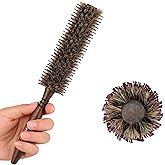 PERFEHAIR Small Round Boar & Nylon Bristle Brush -1.8 Inch, Styling Hairbrush for Blow Drying Curling Men & Women's Short, Thin, Fine Hair, Natural Wooden Handle