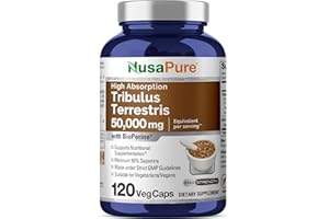 NusaPure Tribulus Terrestris 50:1 Extract, 1000 mg Equivalent to 50,000mg| 120 Veggie Caps | 95% Steroidal Saponins | Non-GMO, Bioperine