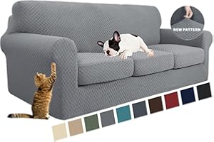 YEMYHOM Latest Checkered 4 Pieces Couch Covers for 3 Cushion Couch High Stretch Thickened Sofa Cover for Dogs Pets Anti Slip 