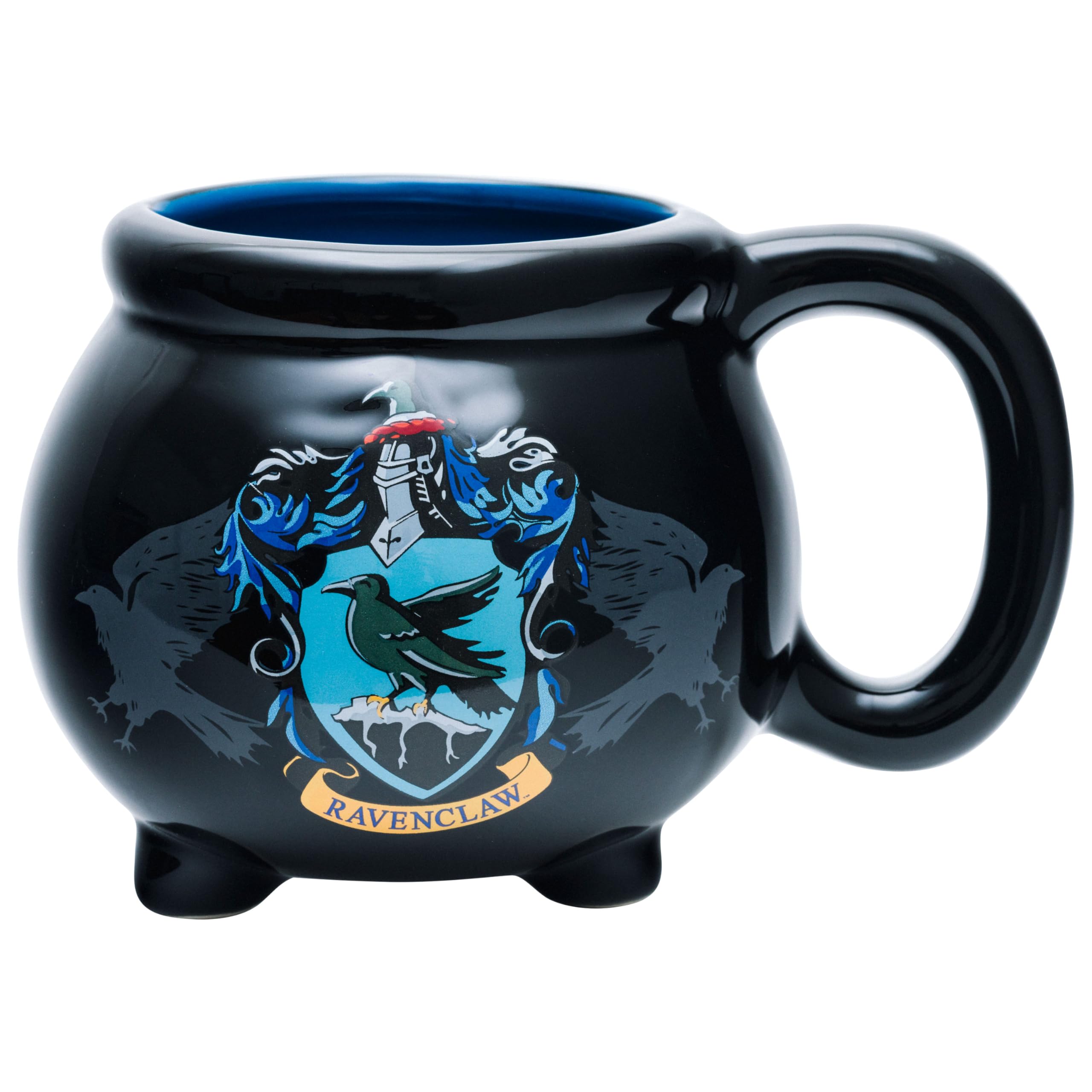 Silver Buffalo Harry Potter House Ravenclaw Crest Cauldron Ceramic 3D Sculpted Mug, 20 oz