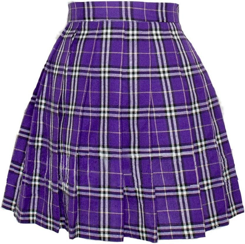 Women Girls High Waisted Plaid Pleated Skirts Plus Size School Uniform Mini Costumes