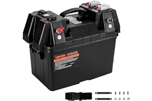 VEVOR Battery Box, Group 24-31 Trolling Motor Battery Box, 12V/24V Marine Batteries Case with PP Shell and Dual Straps, Smart Batteries Case, Suitable for Trolling Motor, Marine,RV & Solar Panel