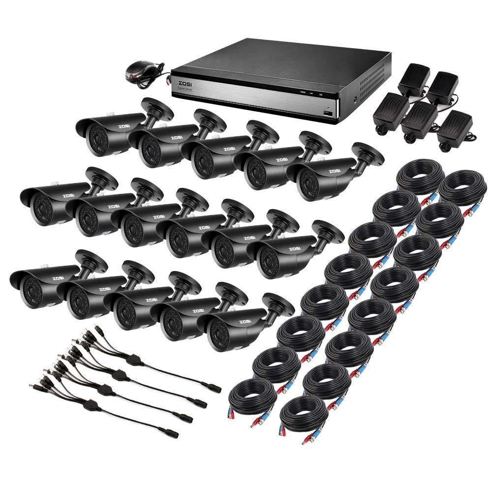 ZOSI 16CH 1080P DVR Security System & 16pcs Bullet 2MP