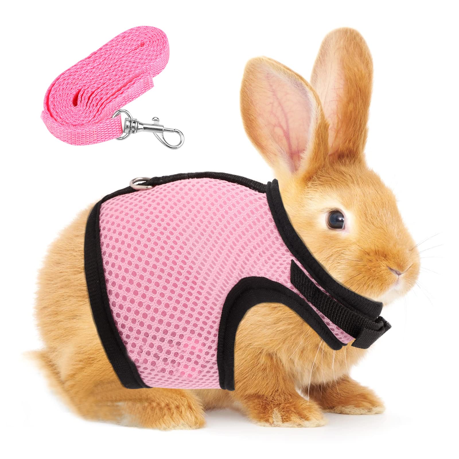 Adjustable Rabbit Harness for Rabbits Guinea Pigs Small Animals with Lead Harness with Lead for Guinea Pigs for Small Pets, Rats, Iguanas, Hamster Ferrets, L