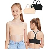 Sascina Girls Training Bras 7-12 with Y-Back Racerback Girls First Bras, Light Sports Kids Bra - No Pads, Chest Double Lined