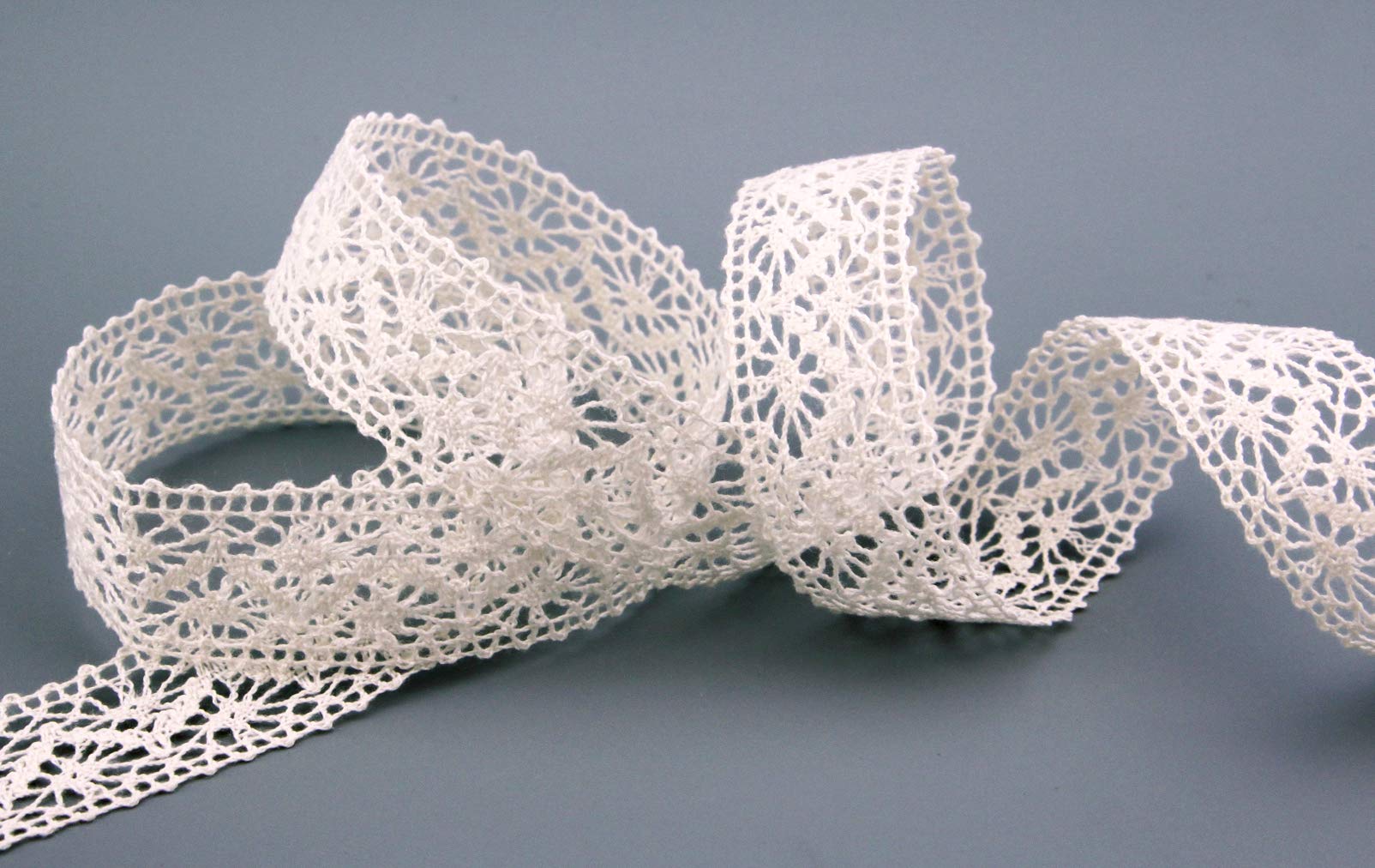 Emma Cream Ivory Lace Ribbon Sold by the Metre Lace Crochet Ribbon Cotton Blend Natural Look Decorative Ribbon Crochet Lace Trim 15 m x 25 mm