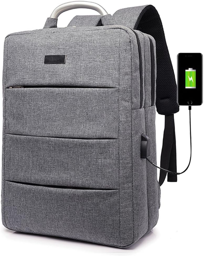 Ameandyou Laptop Smart Backpack with External USB Charging Port for School,Travelling,Business,Made of Oxford Cloth,Grey