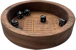 Farkle Dice Tray - Wooden Dice Tray | Round Dice Rolling Tray | Classic Dice Board Game | Secure Edges Dice Rolling Wooden Di