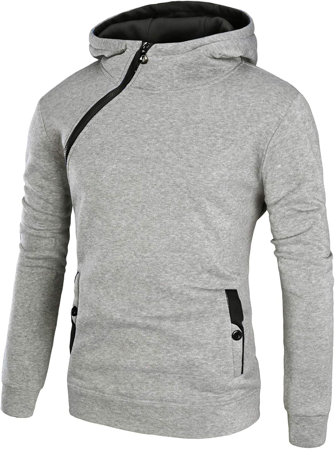 Men's Lightweight Hoodies Casual Oblique Zipper Coat Sweatshirts Jacket