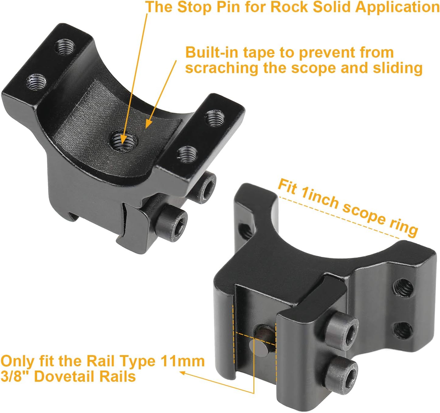 GOHIKING Dovetail Scope Rings 1 inch for Picatinny - Heavy Duty 2pcs 1 inch High Profile + 2pcs 1 Inch Medium Profile Scope Rings Mount for 11mm Dovetail Rails : Sports & Outdoors