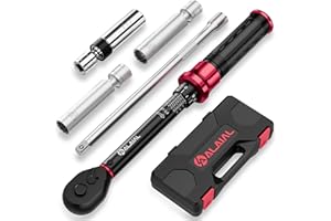 ALAIAL Magnetic Spark Plug Socket Set with Torque Wrench 3/8 Drive, 5-45 ft.lb/6.8-61 Nm, 5PCS Swivel Spark Plug Socket Set with Torque Wrench, Spark Plug Socket (14mm/16mm/5/8-inch), 10" Extension Bar