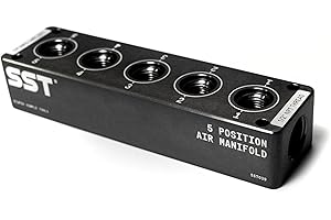 STUPID SIMPLE TOOLS SST - Air Manifold - 1/2" NPT Inlet and 1/4" NPT Outlet - Multi-Port Function - Air Compressor Fittings - (5 Position)