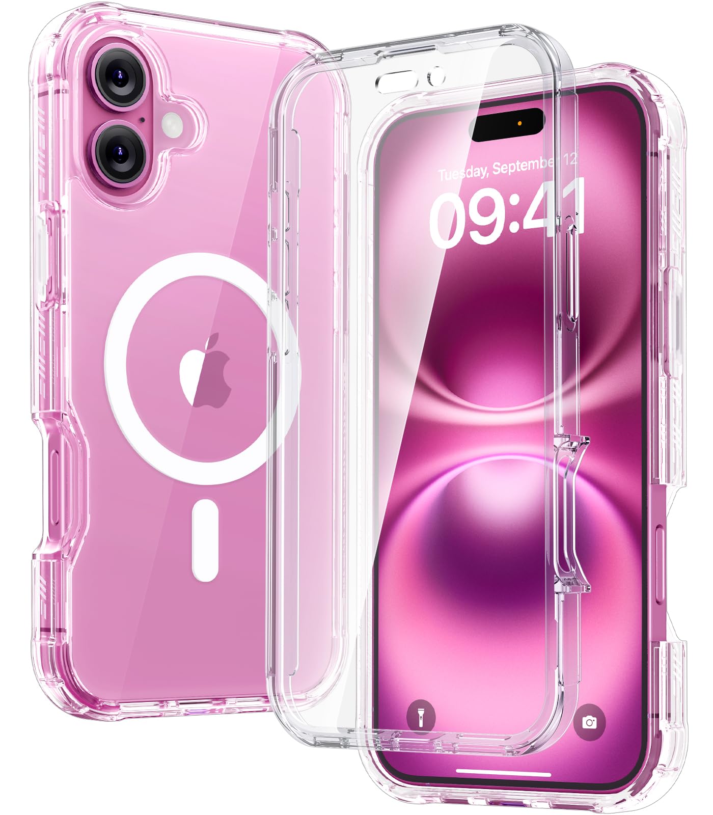 Photo 1 of Diaclara Magnetic Designed for iPhone 16 Plus Case,[Full Camera Protection] 360 Clear Bumper Compatible with MagSafe Built-in Screen Protector for 16pluscase,Magnetic Clear