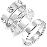 Jarlinwel Gold Silver Rings for Women Dainty 18K Gold Plated Cubic Zirconia Stacking Rings for Women Thumb Ring Set Love Friendship Dual Band Rings Promise Wedding Engagement Rings
