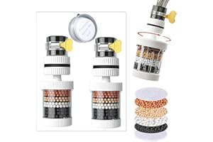 Taikcsut 2 Pack Water Filter, Activated Carbon Filtration, Removes Chlorine, Fluoride, Heavy Metals, Hard Water for Home Kitchen Bathroom