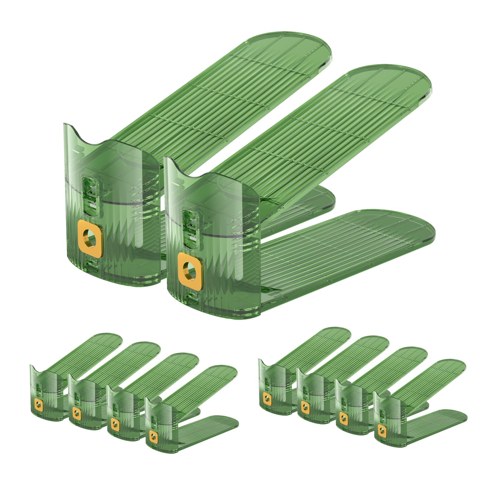 GlSAKE Space Saver Shoe Stacker 10PCS Adjustable Shoe Rack Holder Double Deck Shoe Slots Organisers For Cabinet Storage(Green10)