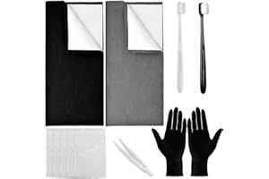 UPEOXT 12 Pcs Silver Jewelry Cleaner Kit, 2 Large Polishing Cloths for Sterling Gold, 2 Soft Brushes, 5 Bags, 1 Tweezers, 1 G