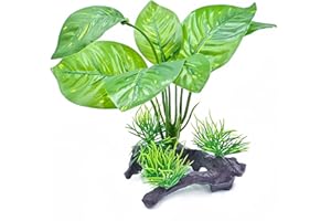 MRTIOO Reptile Artificial Plants, Terrarium Plants Decorations Supplies, Amphibian Habitat Hideout Tank Accessories, Rainforest Ground Plant (AA)