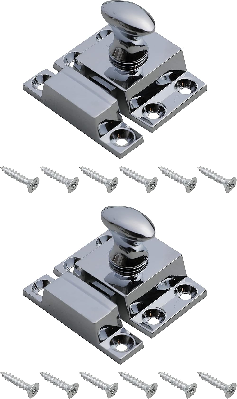 Harmac House Chrome Turn Catches 2 Pack Twist Door Locks Cupboard Cabinet