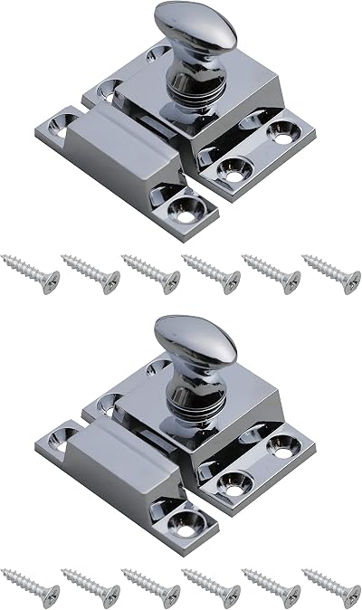 Harmac House Chrome Turn Catches 2 Pack Twist Door Locks Cupboard Cabinet
