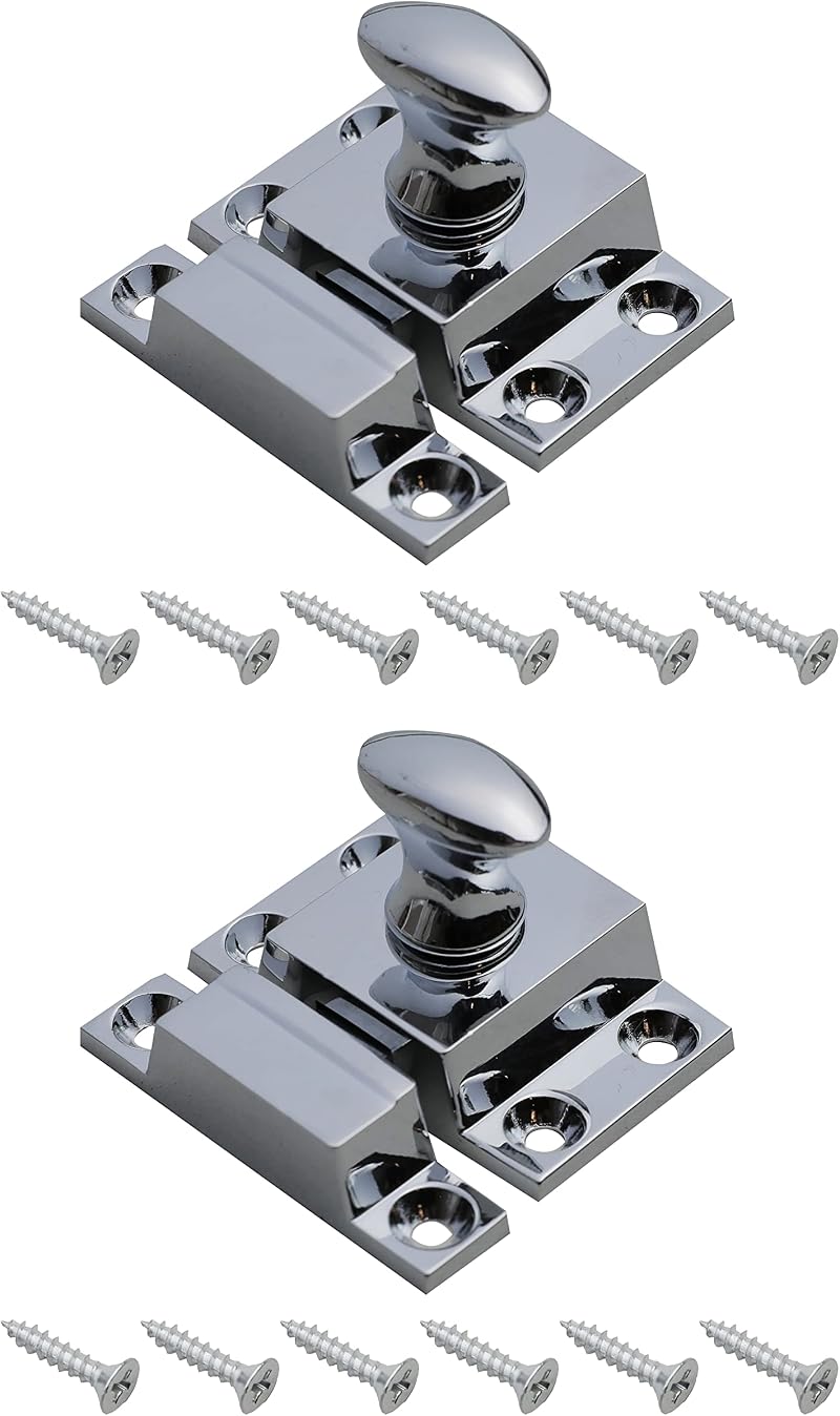 Harmac House Chrome Turn Catches 2 Pack Twist Door Locks Cupboard Cabinet