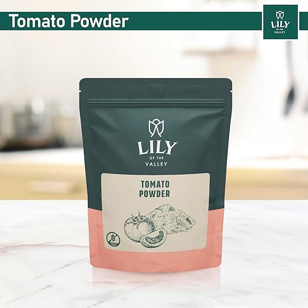 LILY OF THE VALLEY TOMATO POWDER – SOLANUM LYCOPERSICUM – IDEAL FOR COOKING – VEGAN & GLUTEN-FREE – PACKED IN RESEALABLE POUCH (16OZ, 453G)- PACKAGE MAY VARY