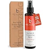 Beauty by Earth Sea Salt Spray - Aloe-Enhanced Beach Waves without Dryness, Texture & Volume Spray for All Hair Types, USA Made with Organic Ingredients, Ocean Waves Scent 6oz