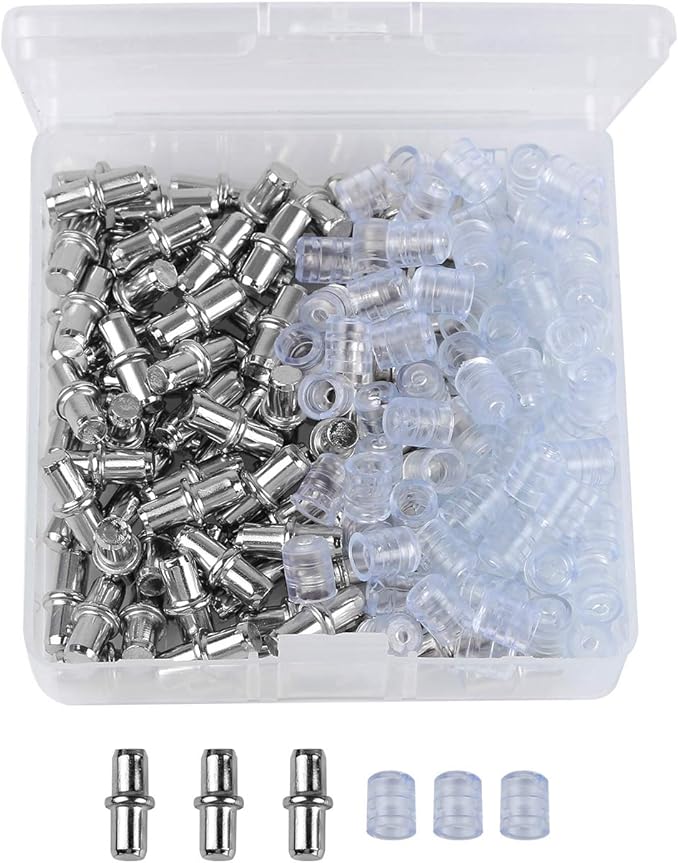 Gydandir 5 mm Metal Shelf Support Pin Divided Shelf Pegs with Plastic