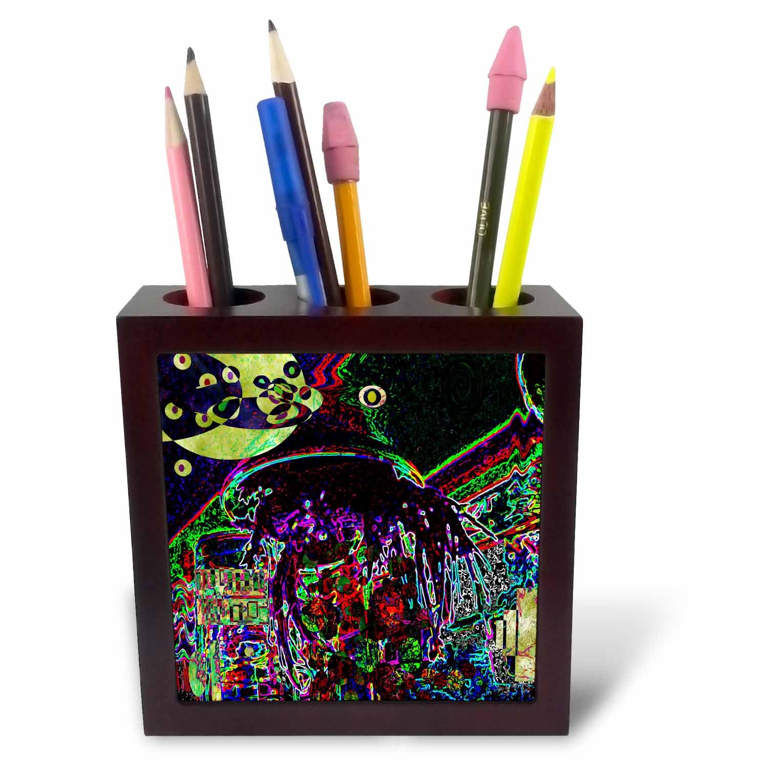 3dRose ph_211848_1 5-Inch "Neon Alien Crab" Tile Pen Holder