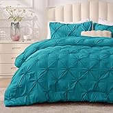 BEDELITE Teal Twin Comforter Set - 2 Peices Boho Pintuck Bedding Comforter Sets, Lightweight Soft & Warm Twin Bedding Sets with 1 Pillowcase for All Season