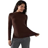 Joyaria Winter Thermal Undershirt Light Warm Fleece Long Sleeve Bamboo Viscose Stretch Base Layer Top Women Activewear S-XXL