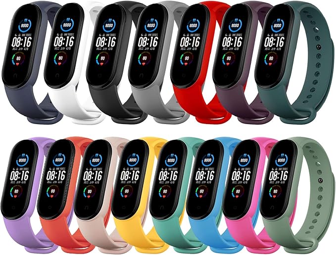 Monuary 15 Piezas Correas Compatible con Xiaomi Mi Band 5 / Amazfit Band 5 Pulsera, Silicona Reloj de Recambio Brazalete Coloridos Correa para Xiaomi ...