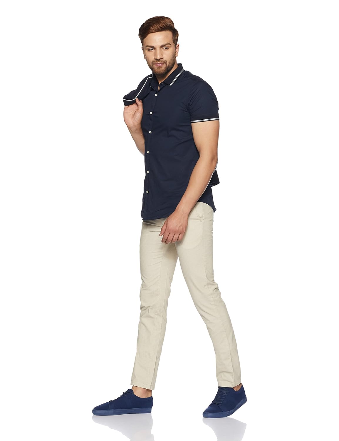 arrow sports men's straight fit cotton casual trousers