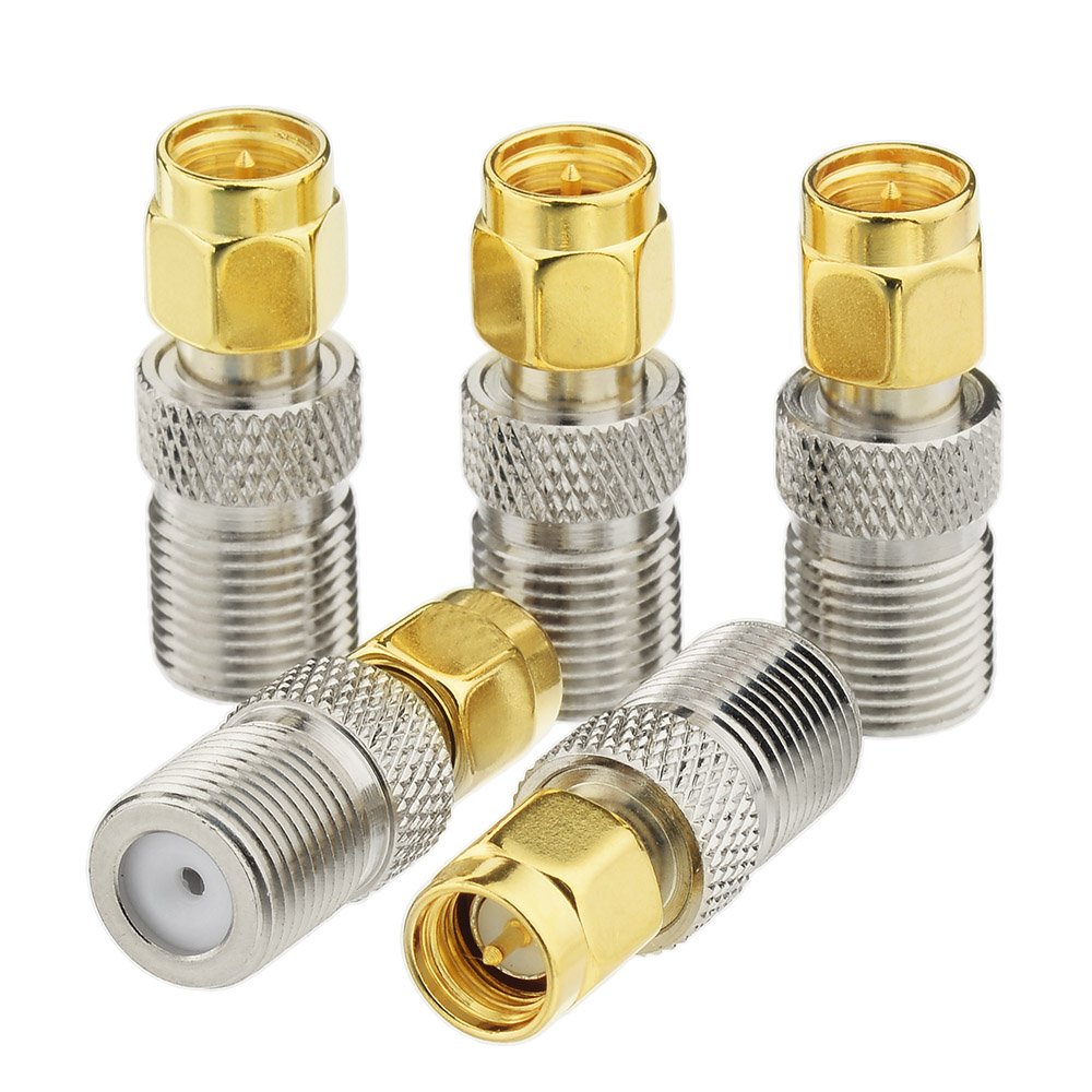 Eightwood SMA 4G Antenna Adapter SMA Male to F-Type Female Straight Antenna Adapter 5pcs For FM Radio DAB Antenna CATV TV Antenna Aerial Networks Modems Satellite Boxes Set Top Boxes