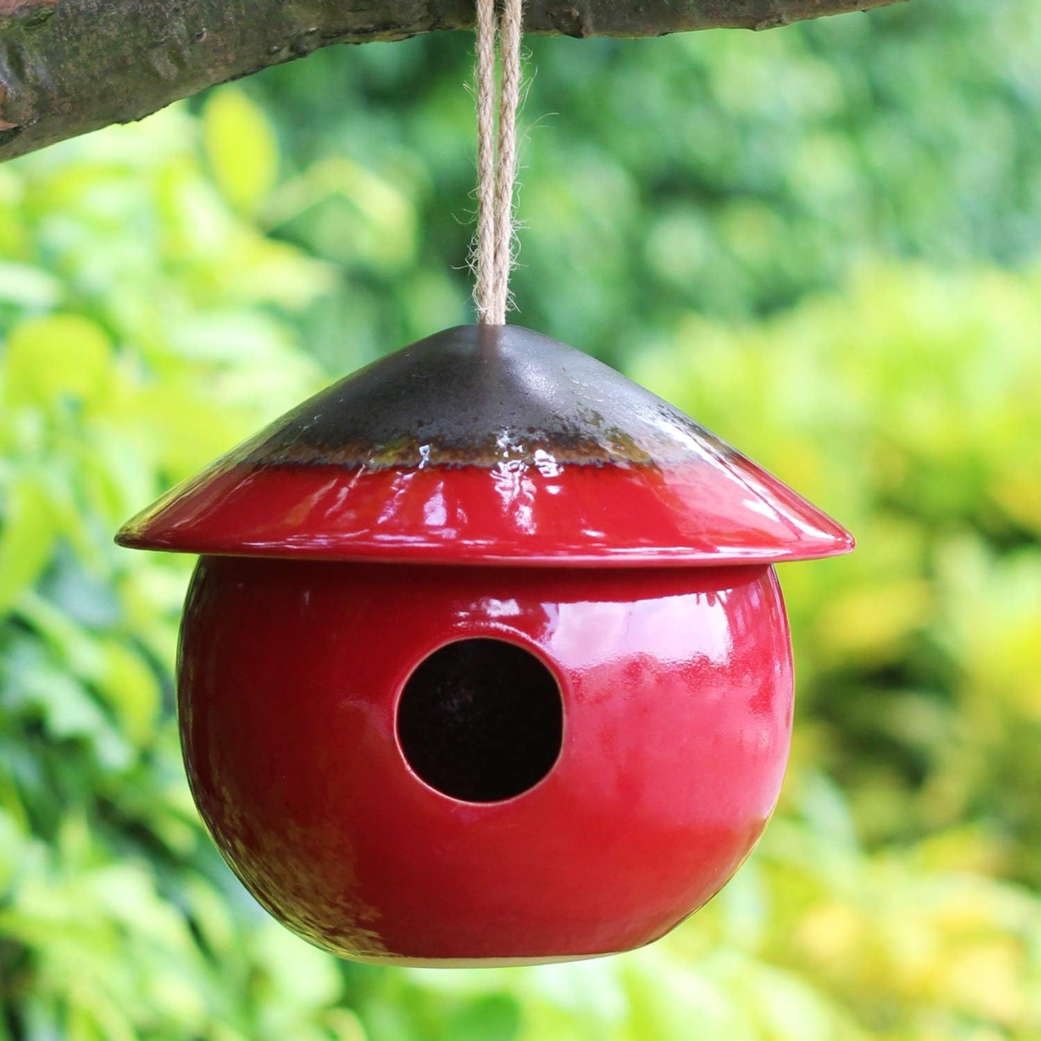 Tenforie Birdhouse Ceramic Hanging Birdhouses Bird Hut Hanging Outdoor Birdhouse for Wild Birds, Finch, Cardinal, and Bluebird (a - Red) : Garden & Outdoor