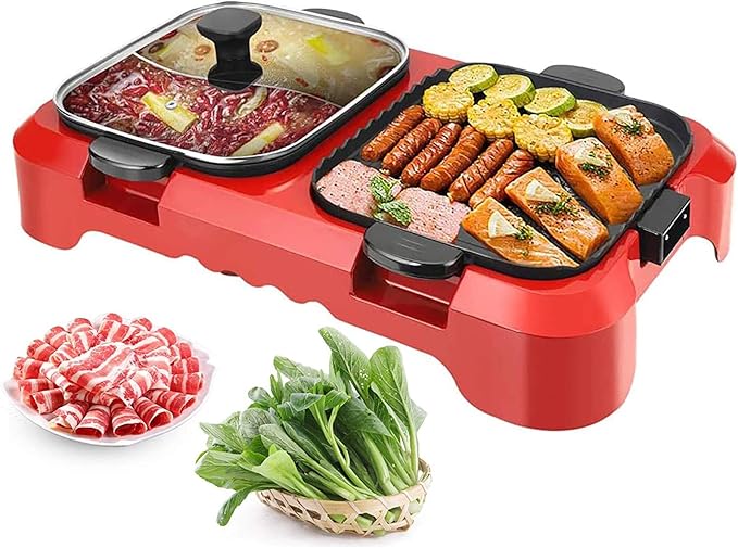 Removable Hot Pot with Grill, 2 in 1 Electric Smokeless Grill And Hot