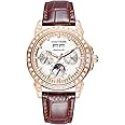 REEF TIGER Luxury Crystal Bezel Moonphase Complete Calendar Mechanical Automatic Watch for Men Luminous Leather Strap Classic Watch RGA1988