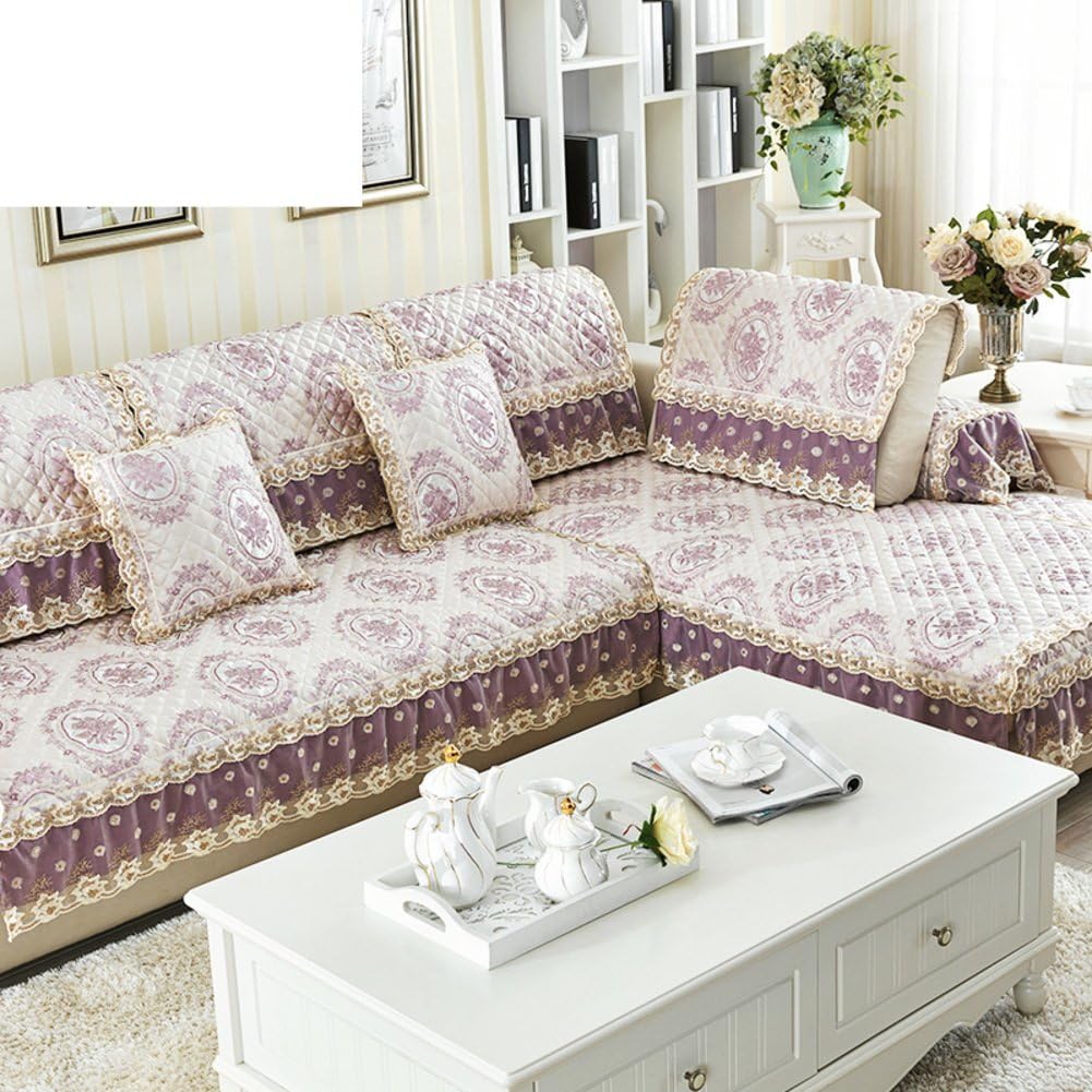 YYL European style Flax Backrest towel, autumn and winter Anti-skidding Lace Sofa cushions-J 90x180cm(35x71inch)
