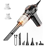 Nikocreos Portable Car Vacuum Cordless Mini Handheld Vacuums Cleaner High Power with LCD Display and Multi-Nozzles, Hand held Cleaners for Car, Home, Office, Sofa, Pet Hair,Keyboard (Black)