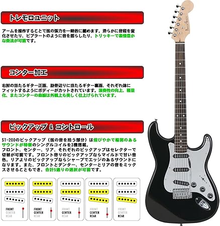 Amazon Photogenic エレキギター ストラトキャスタータイプ St0 Mir ミラーピックガートモデル 初心者入門13点セット エレキギターセット 楽器 音響機器