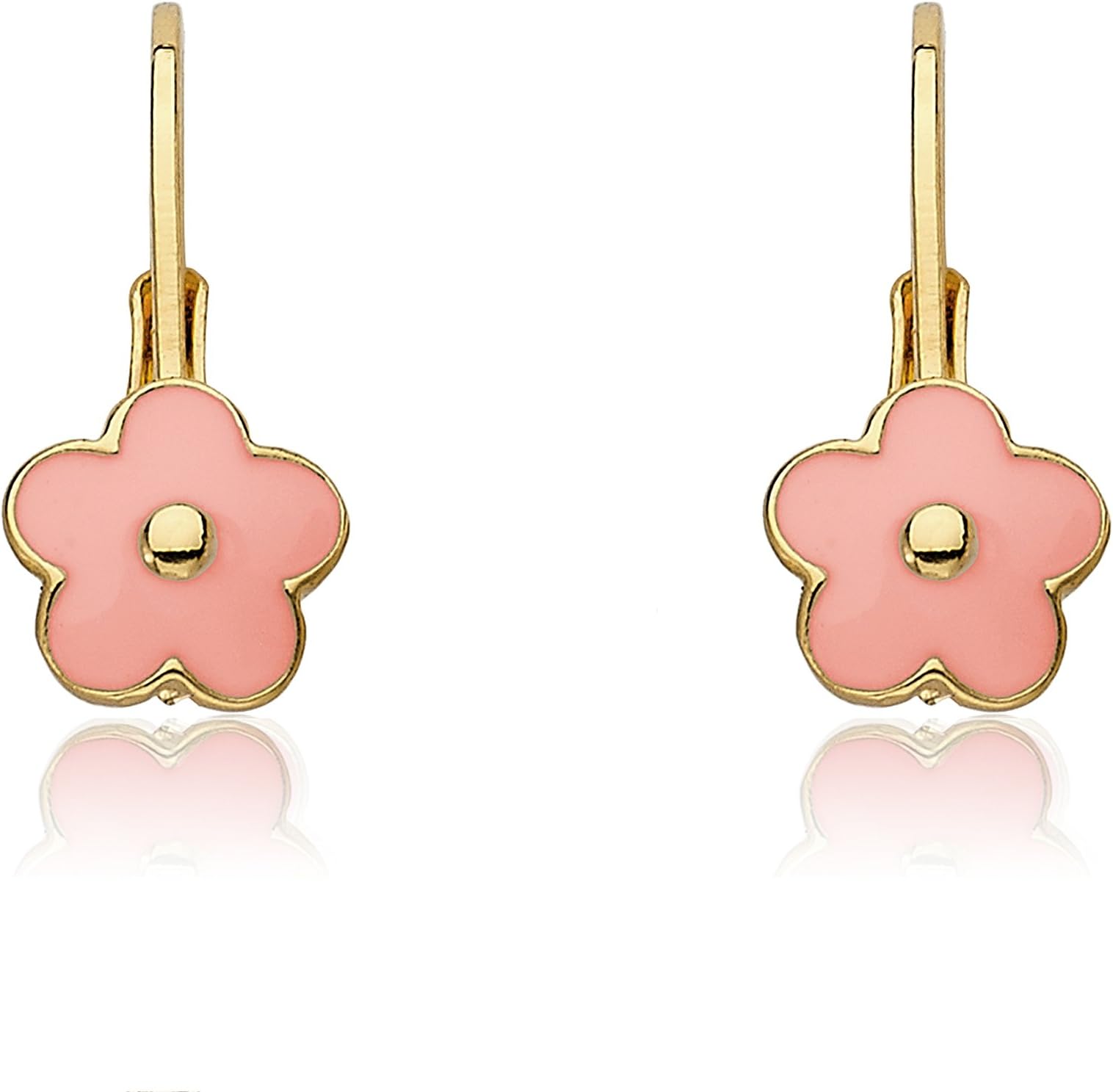 Kids Earrings - 14k Gold Plated Flower Leverback Earrings-Hypoallergenic and Nickel Free For Sensitive Ears