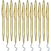 Lragvtbk 12 Pcs Blue Ink Gold Slim Ballpoint Pens 1 mm Gold Pens for Wedding Business Office Supplies(Classic Style)